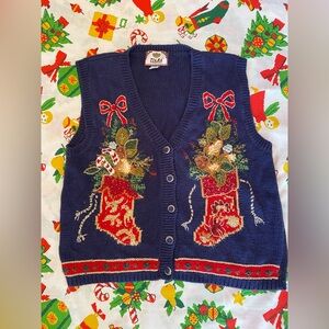 Tiana Women's Festive Navy Sweater Vest